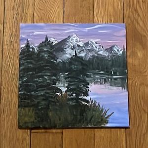 Mountain scape at sunset.